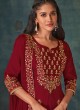 Shagufta Maroon Silk Pant Style Salwar Kameez