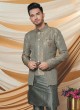 Stylish Brocade Silk Grey Indowestern