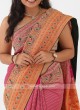 Magenta And Orange Banarasi Silk Saree