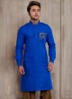 Wedding Wear Royal Blue Kurta Pajama