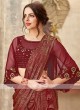 maroon color  party wear saree