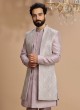 Lavender Silk Wedding Wear Nehru Jacket Suit