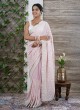 Light Pink Wedding Wear Chiffon Saree