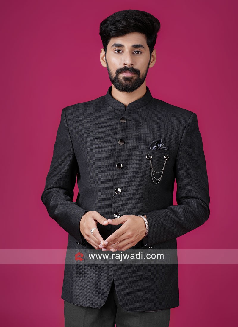 Readymade Black Jodhpuri Suit In Imported Fabric