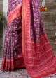 Purple And Red Patola Printed Soft Silk Saree