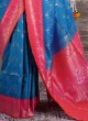 Peacock Blue Silk Wedding Wear Saree
