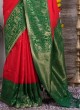 Red And Green Weaving Work Silk Saree