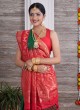 Silk Green And Red Festive Wear Saree