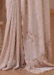 Lovely Cream Sequins Embroidered Party Wear Saree