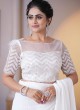 Designer Off White Sequins Embroidered Wedding Trendy Saree