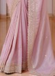 Light Pink Shimmer Silk Saree With Gota patti Work