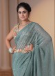 Sea Green Festive Saree In Lycra Net With Sequins Work