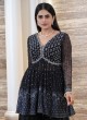 Stylish Black Georgette Sequins Embellished Palazzo Suit