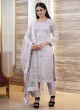 Lavender Net Festive Wear Pant Style Suit