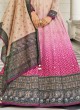 Beige & Pink Printed Anarkali Dress with Dupatta