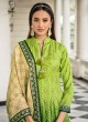 Two-toned Green Art Silk Printed Anarkali Set