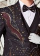 Black Embroidered Party Wear Tuxedo Set In Imported Fabric