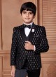 Party Wear Black Suit With Thread Embroidery