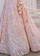 Exclusive Light Peach Floral Patch Embroidered Lehenga Choli