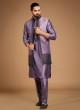 Stylish Purple Embroidered Nehru Jacket Set