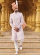 Light Pink Groom Embroidered Sherwani With Dupatta