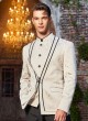 Jacquard Silk Fabric Cream Suit For Wedding