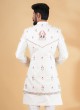 Cream Jacket Style Embroidered Indowestern Set