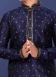 Navy Blue and Golden Designer Kurta Pajama