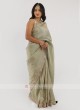 Shimmer Silk Olive Green Saree.