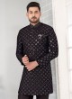 Sequins Work Black Art Silk Indowestern Set