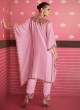 Pink Satin Silk Kaftan Style Suit