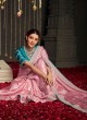 Designer Satin Silk Pink Saree With Zari Broder