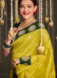 Yellow Art Silk Saree With Embroidered Border