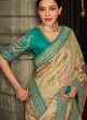 Festive Wear Beige and Turquoise Art Silk Saree