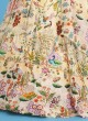 Cream Designer Lehenga In Silk With Floral Print
