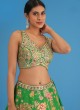 Green Embroidered Silk Lehenga Choli Set