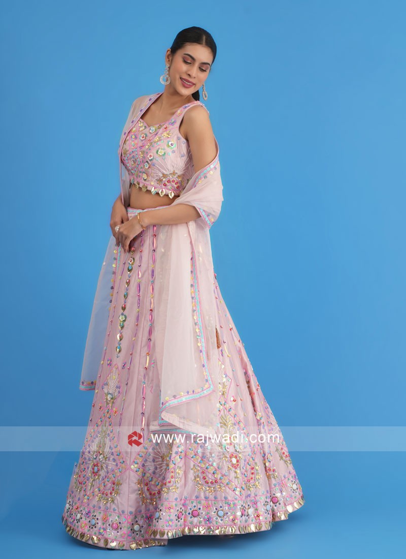 Mesmerizing Pink Designer Silk Embroidered Lehenga Choli