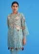 Powder Blue Silk Festive Wear Pant Style Suit