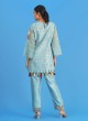 Powder Blue Silk Festive Wear Pant Style Suit