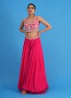 Deep Pink Crop Top Palazzo Set With Embroidered Shrug