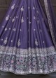 Exquisite Purple Embroidered Silk Anarkali Dress