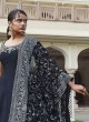 Black Raw Silk Designer A-Line Anarkali Suit
