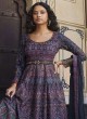 Purple Printed Silk Embroidered Palazzo Suit