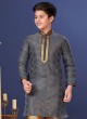 Jacquard Silk Dark Grey Weaving Kurta Pajama