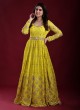 Festive Wear Parrot Green Anarkali Suit