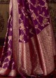 Delightful Dark Purple Banarasi Crepe Saree