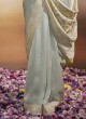 Light Grey Saree With Unstitched Blouse Material