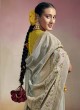 Light Grey Saree With Unstitched Blouse Material