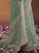 Designer Light Sea Green Zari Embellished Saree