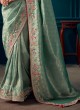 Light Teal Color Weaving Work Saree